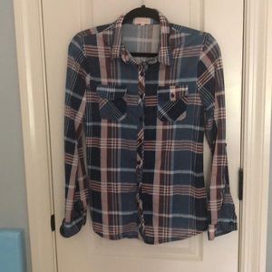 girls plaid button up
